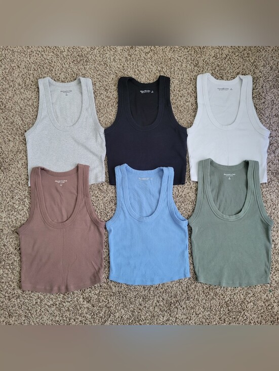 Abercrombie & Fitch Tops - Abercrombie & Fitch Tank Top Rib Scoop Neck Black White Gray Blue Green Small